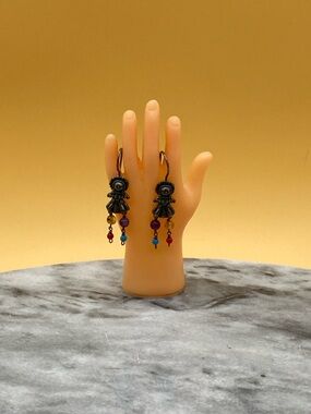 Vintage Muneca colored beaded earrings sterling silver 925 - 00G0BN